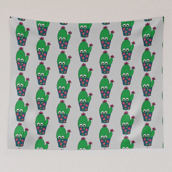 Item preview, Cute Cactus Design #351: Pretty Cactus In Floral Pot designed and sold by DreamCactus.