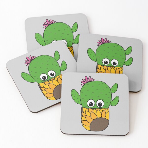 Item preview, Cute Cactus Design #353: Prickly Pear Cactus In Sunflower Pot designed and sold by DreamCactus.