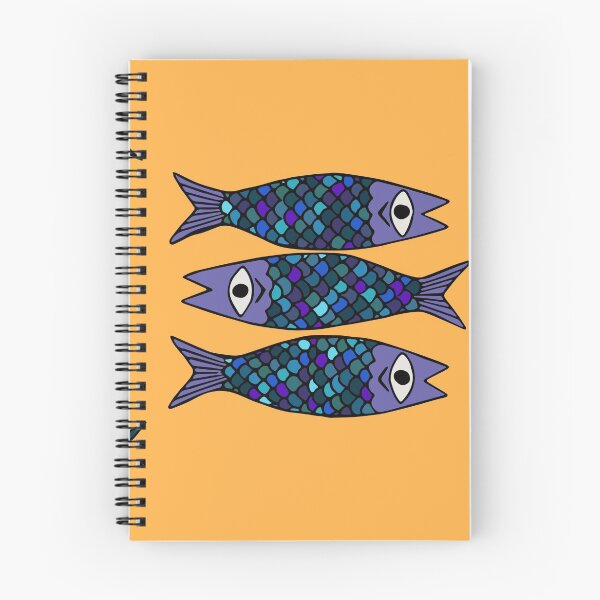 Item preview, Three blue sardines illustration designed and sold by RedFinchDesigns.