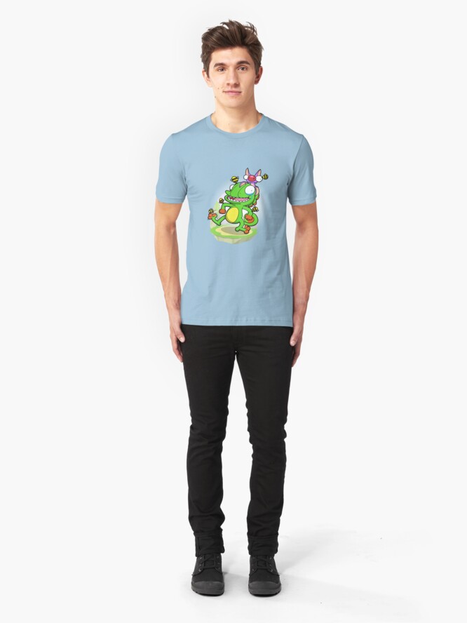 Alternate view of Lizard and Bat! (Bee armor version) Slim Fit T-Shirt