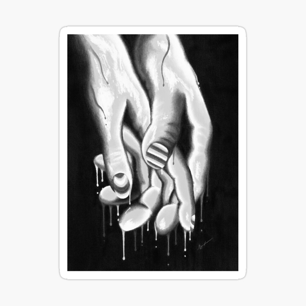 Holding Hands b&w - Erotic Art Illustration Love Lovers Relationship Couple  Drawing Hug Huging