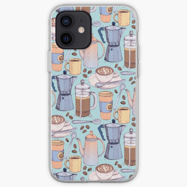 Coffee Love on Blue iPhone Soft Case