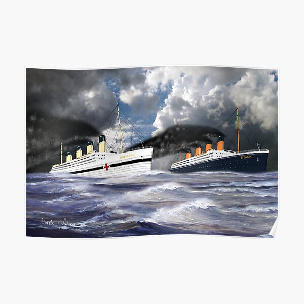 RMS Titanic together with her sister the HMHS Britannic 1912 Poster