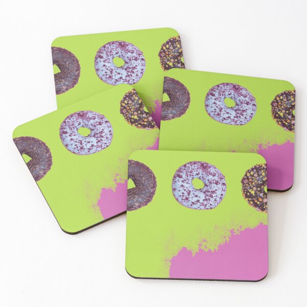 Item preview, Top view to the donuts over green and pink background designed and sold by anytka.