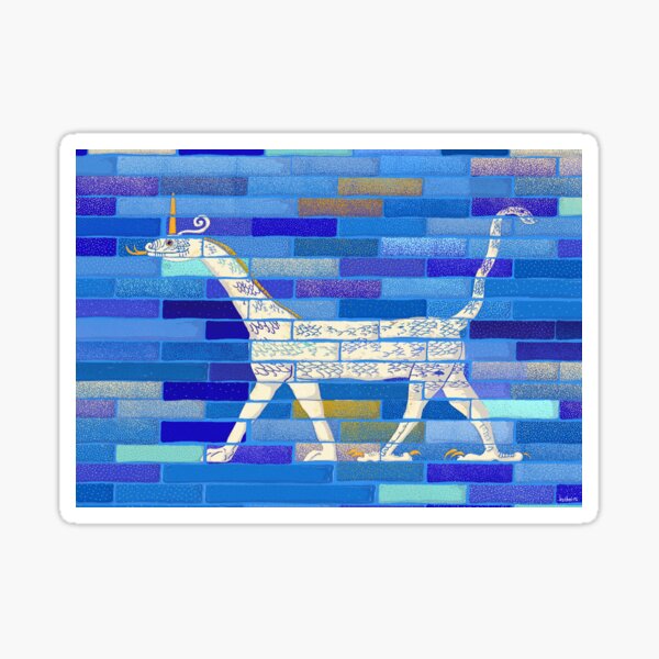 Snake-headed dragon illustration from Babylon Ishtar Gate for history lovers, archeology enthusiasts, or dragons and unicorns fans Sticker