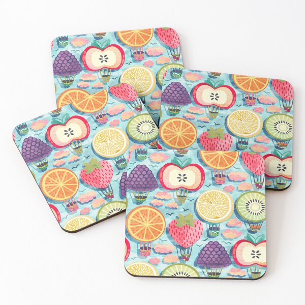 Fruity Hot Air Balloons Coasters (Set of 4)