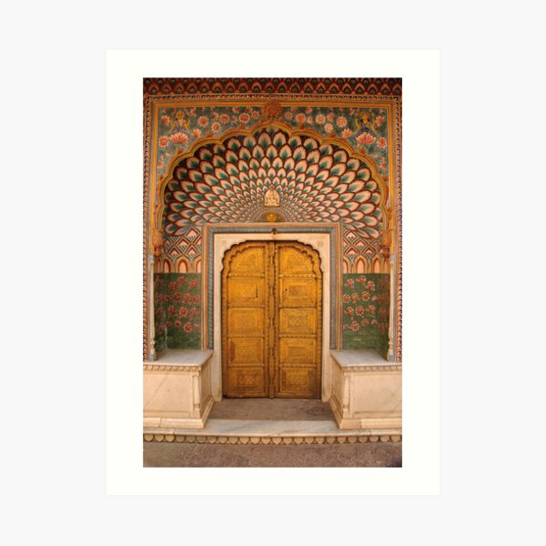 Lotus flower doorway, City Palace, Pink City, Jaipur Art Print