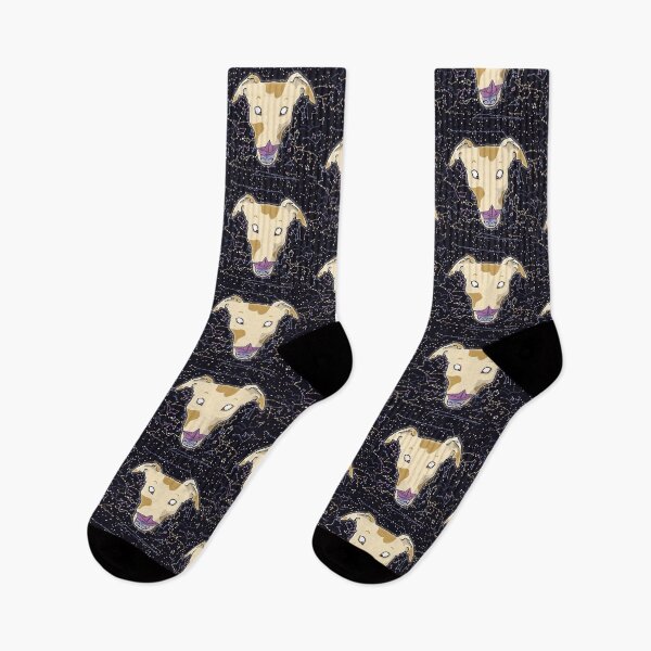 Item preview, Hey space greyhound, you have something on your nose! Space hound illustration print with a surprised greyhound with a paper boat on his nose on a black and violet constellation background designed and sold by tostoini.