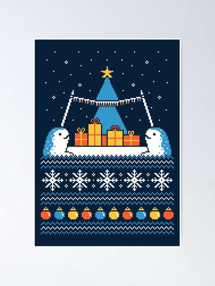 Alternate view of Christmas Narwhals Poster