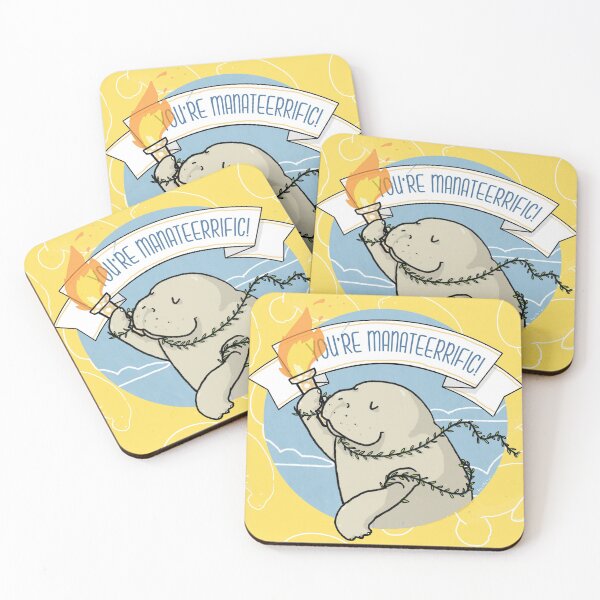 Item preview, You're manateerrific! a manatee holding a torch for you self-care funny illustration designed and sold by tostoini.