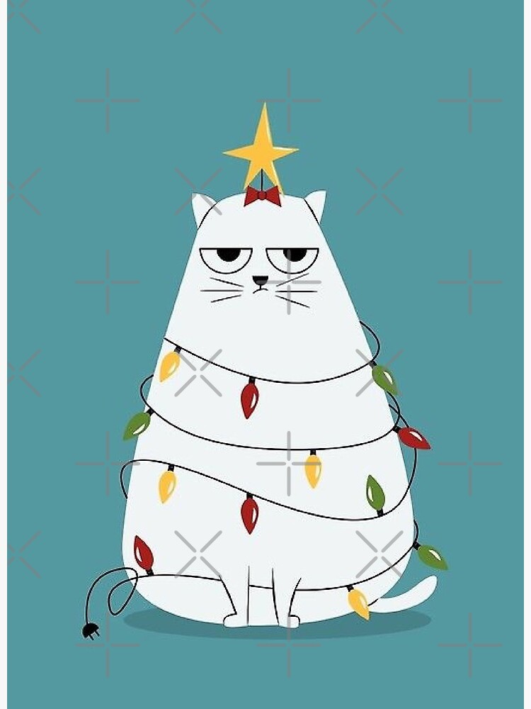 Download Grumpy Christmas Tree Cat Greeting Card By Gingerschnapps Redbubble 3D SVG Files Ideas | SVG, Paper Crafts, SVG File