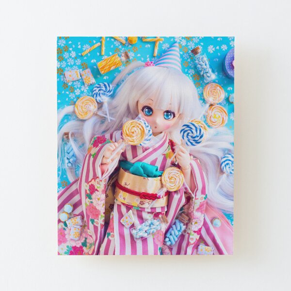 Kimono and lollipops · Nebula Wood Mounted Print
