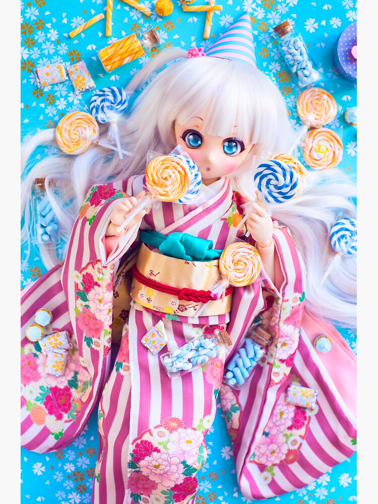 Thumbnail 3 of 3, Sticker, Kimono and lollipops · Nebula designed and sold by orchiddolls.