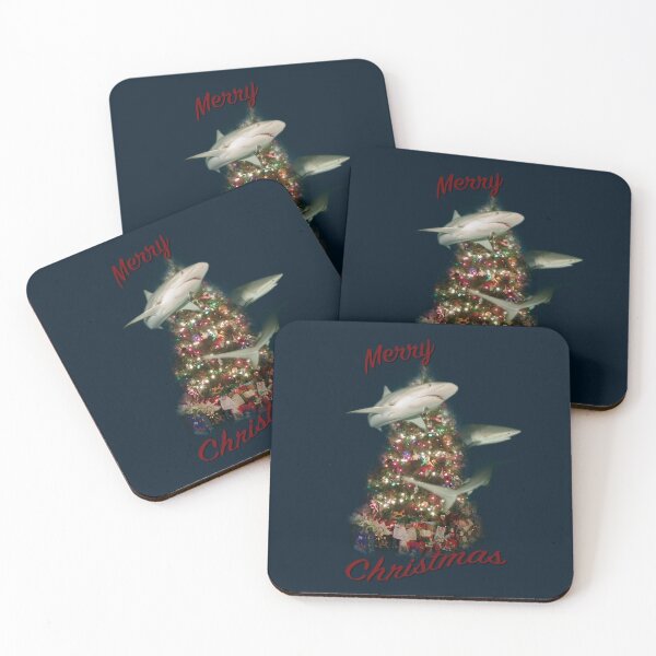 Item preview, Merry Christmas Sharks Around the Christmas Tree designed and sold by Caitlin Chock.
