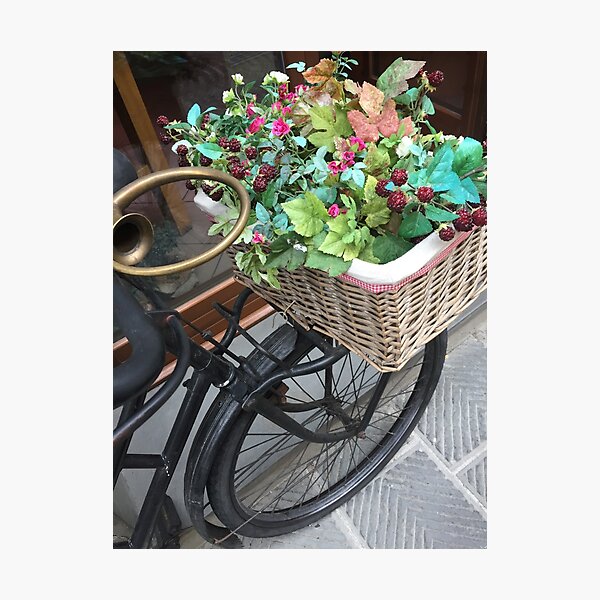 Flower Basket Byclette Photographic Print