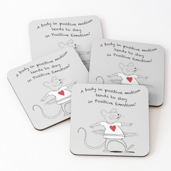 MantraMouse® Positive Emotion Cartoon on Gray Background Coasters (Set of 4)