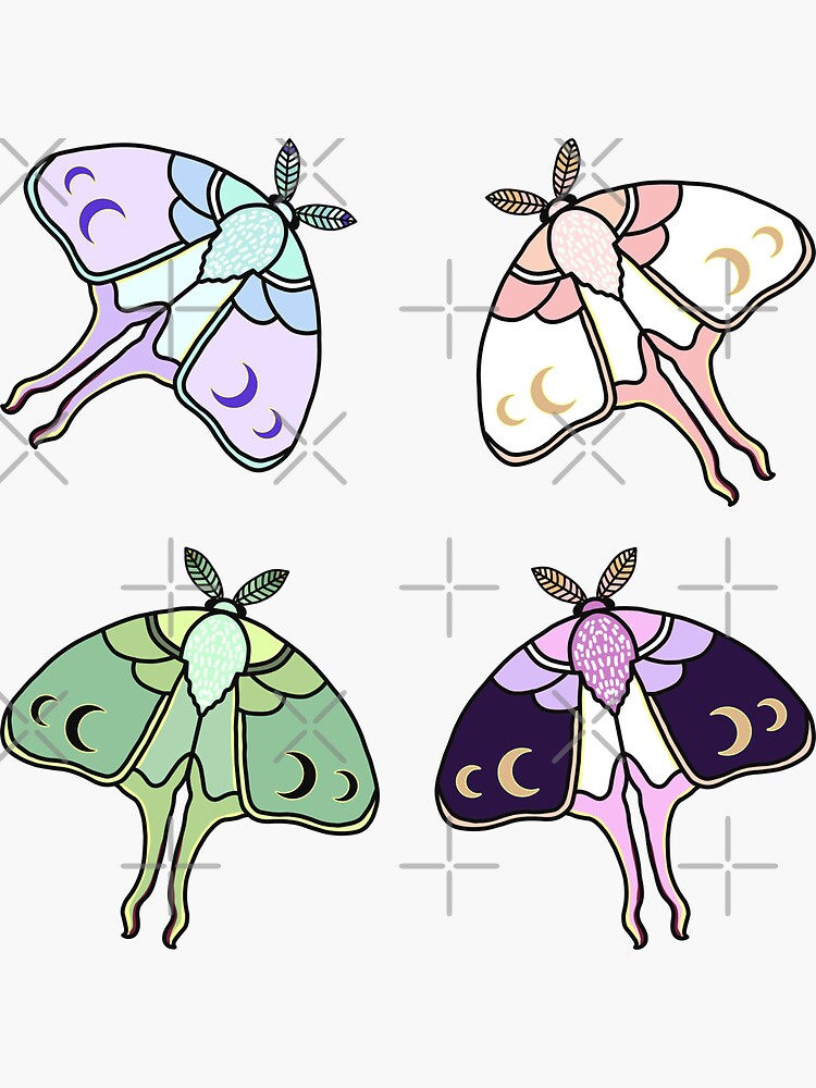 Moths - Sticker Pack Sticker for Sale by elevens