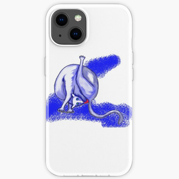 Blue cat licking its butt like a medieval manuscipt iPhone Soft Case