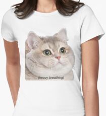 Heavy Breathing Cat- Improved Women's Fitted T-Shirt