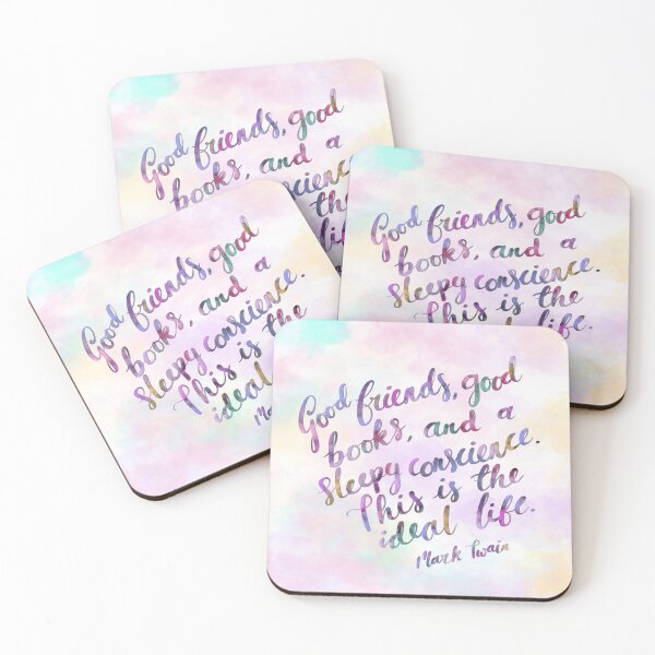 Item preview, Mark Twain Quote Art - Good Friends, Good Books and a Sleepy Conscience - Rainbow Quote Art designed and sold by MyMumNMeQuotes.