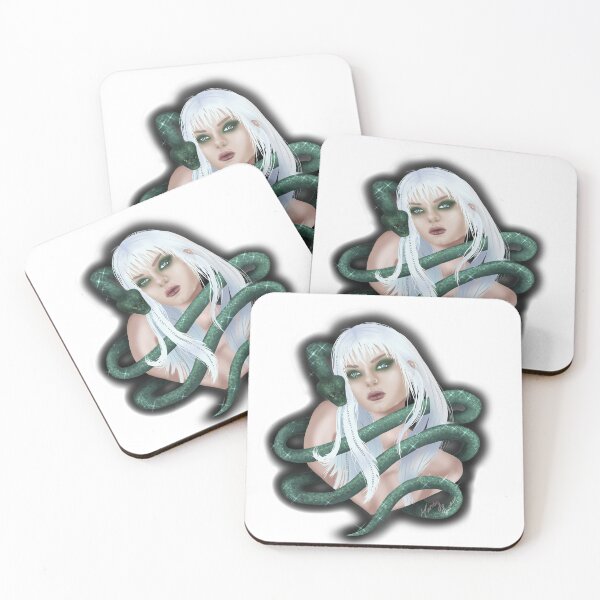 Item preview, "Snake Charmer" design with white haired goddess designed and sold by MLorainArt.