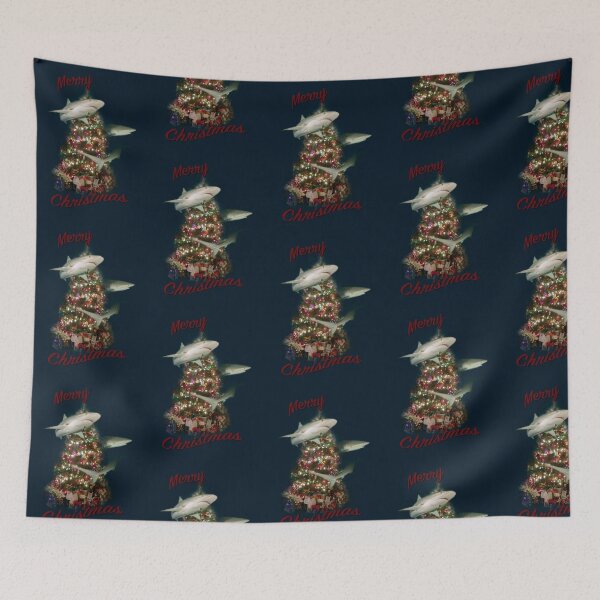 Item preview, Merry Christmas Sharks Around the Christmas Tree designed and sold by Caitlin Chock.