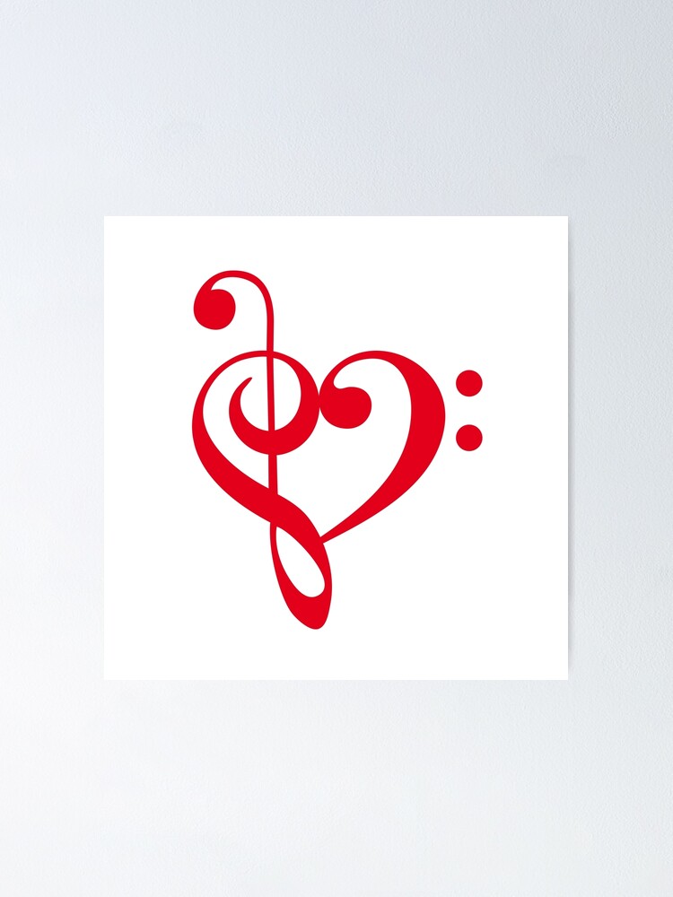 Poster J Aime La Musique Coeur Rouge Avec Des Notes De Musique Par Beakraus Redbubble