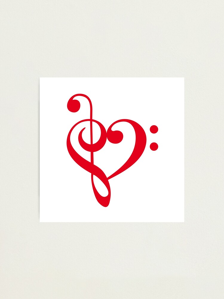 I Love Music Red Heart With Music Notes Photographic Print By Beakraus Redbubble