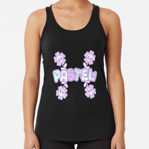 Pastel Creepy Cute Skulls and Flowers Racerback Tank Top