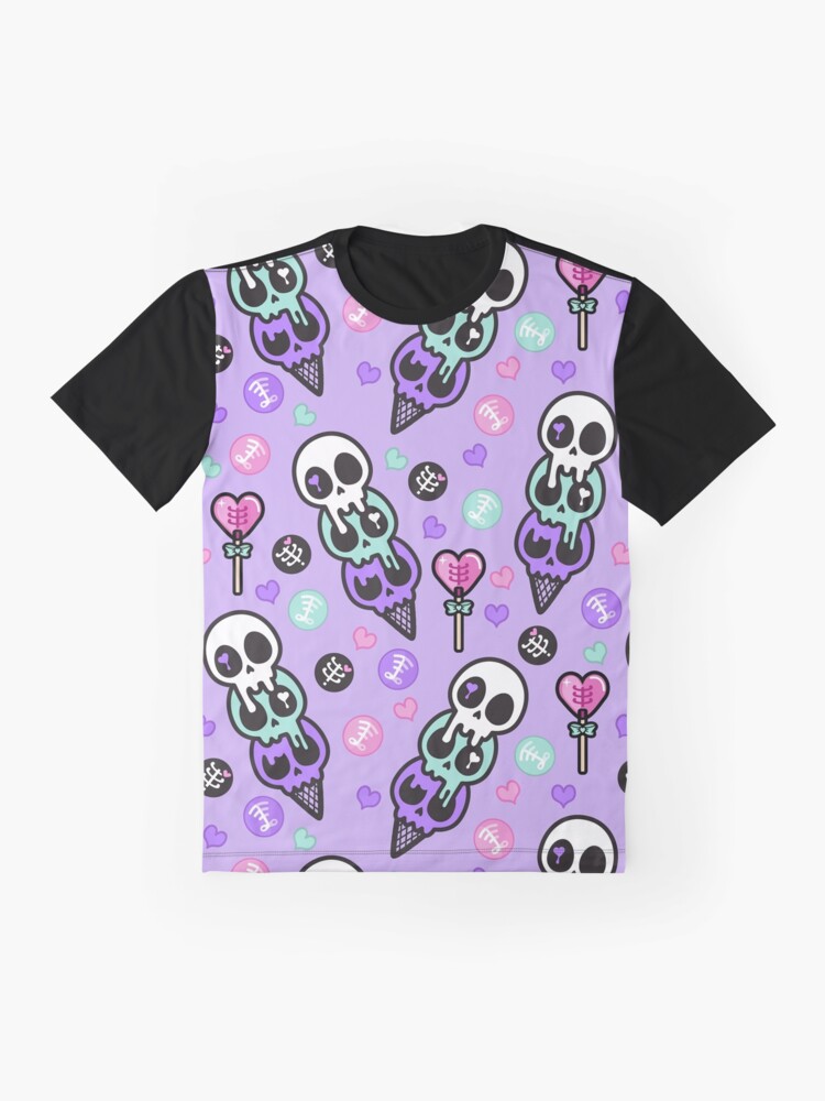 Alternate view of Creepy Cute Skull Ice-cream Graphic T-Shirt
