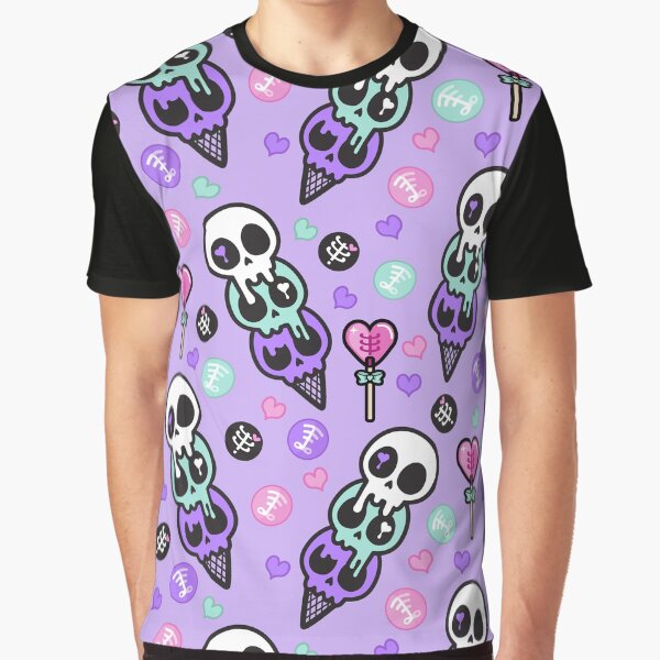 Creepy Cute Skull Ice-cream Graphic T-Shirt