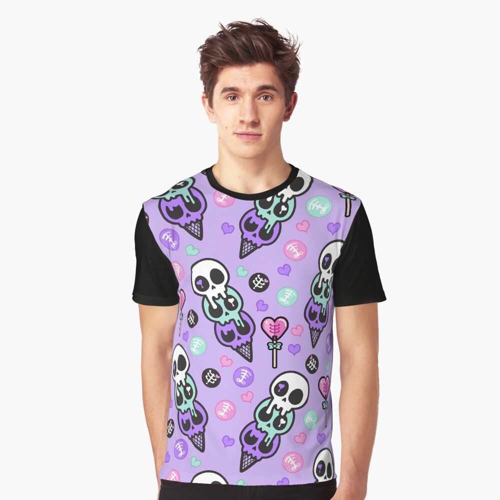 Creepy Cute Skull Ice-cream Graphic T-Shirt