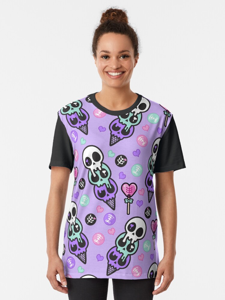 Alternate view of Creepy Cute Skull Ice-cream Graphic T-Shirt