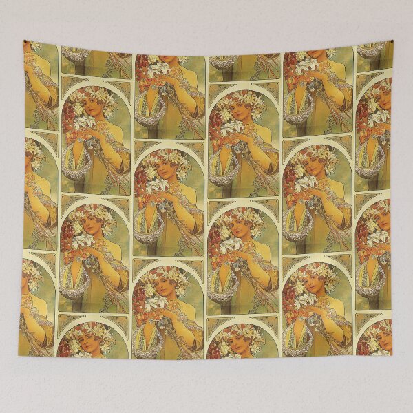 Item preview, flower painter 1 vintage Art nouveau poster - Alphonse Mucha designed and sold by Vintage Designs +.