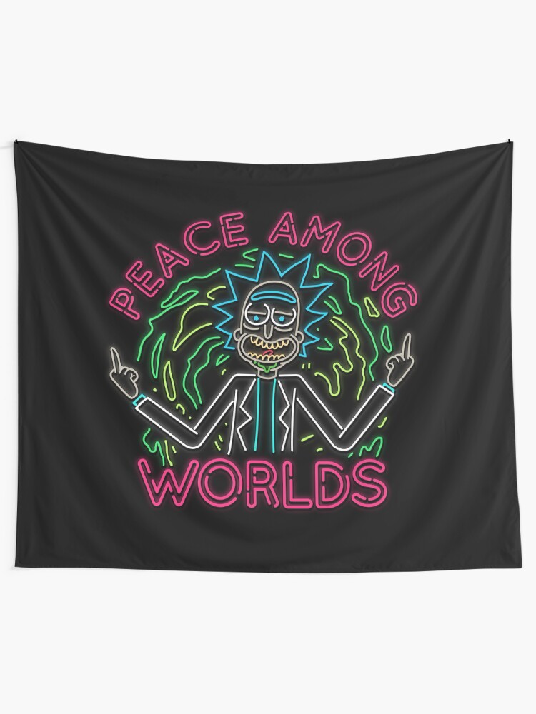 Alternate view of Peace Among Worlds neon Tapestry