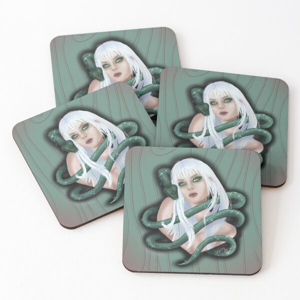 Item preview, "Snake Charmer" with snake and white haired goddess designed and sold by MLorainArt.