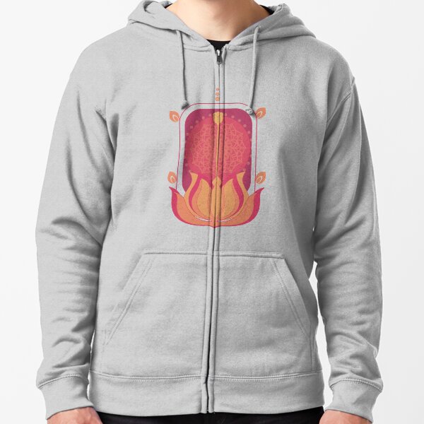 Pink Lotus Zipped Hoodie