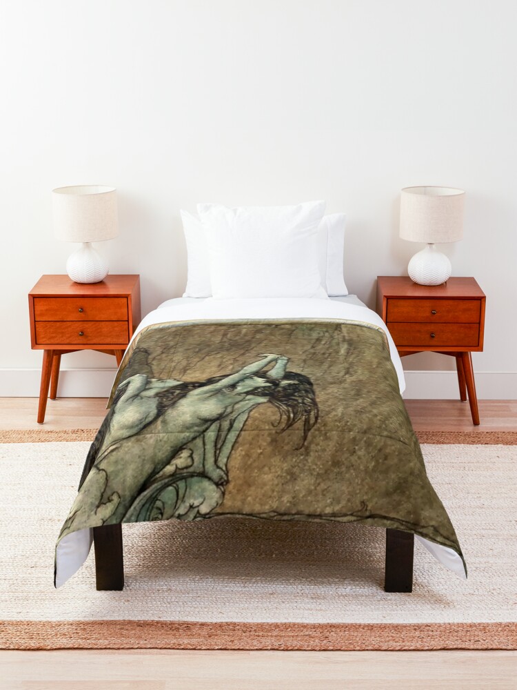 Alternate view of Rhinemaiden from Wagner’s “Ring” by Arthur Rackham Comforter