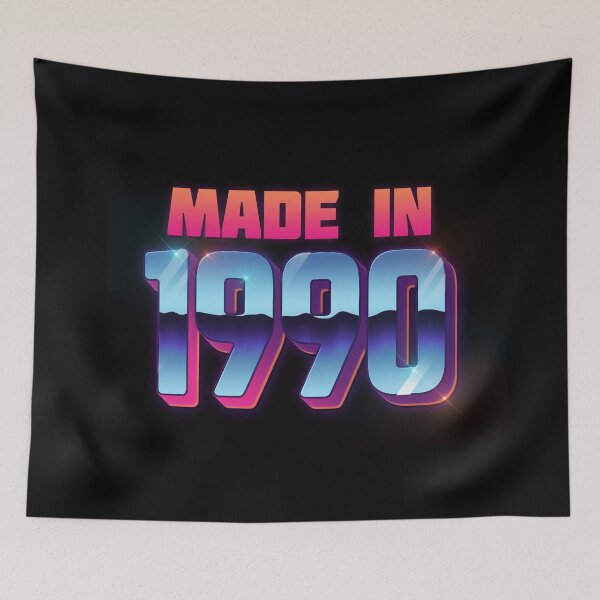 Item preview, Made In 1990 /// Retro Typographic Birthday Design designed and sold by AestheticNow.