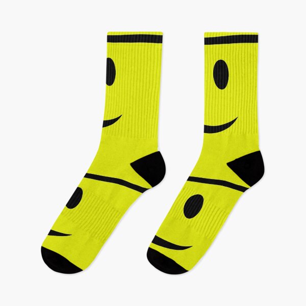Artikelvorschau, Gelber und schwarzer Smiley entworfen und verkauft von SOCKSbySBD.