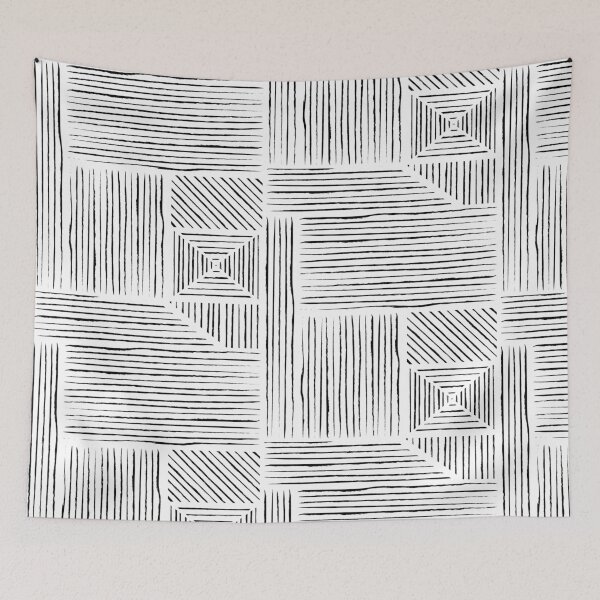 Artikelvorschau, Geometrische Pinselstrich-Muster-Zusammenfassung Schwarzweiss entworfen und verkauft von StudioUnrefined.