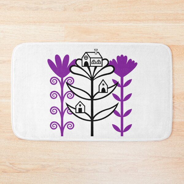 Item preview, Lovely Folktale Homes Sitting on Flowers Digital Illustration (black and purple) designed and sold by wariana.