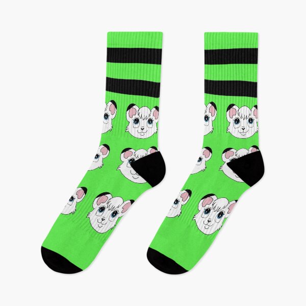 Item preview, Kimba Faces and Stripes Sock Design (Green) designed and sold by Peyton Mitchell.