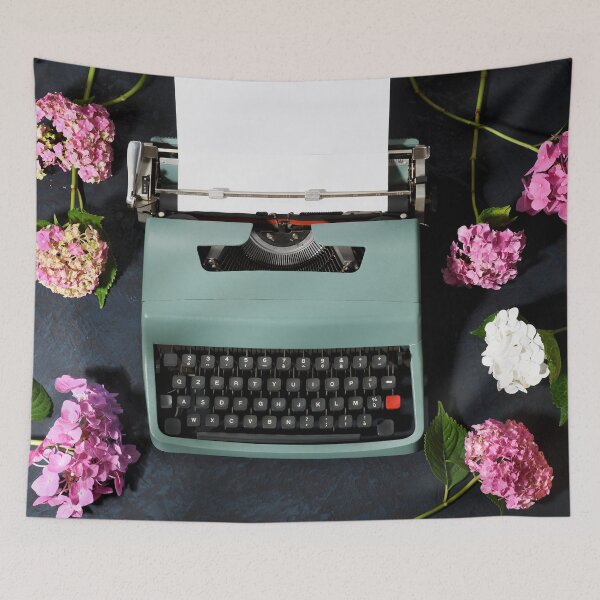 Item preview, Vintage typewriter with hydrangea flowers designed and sold by Anna Khomulo.