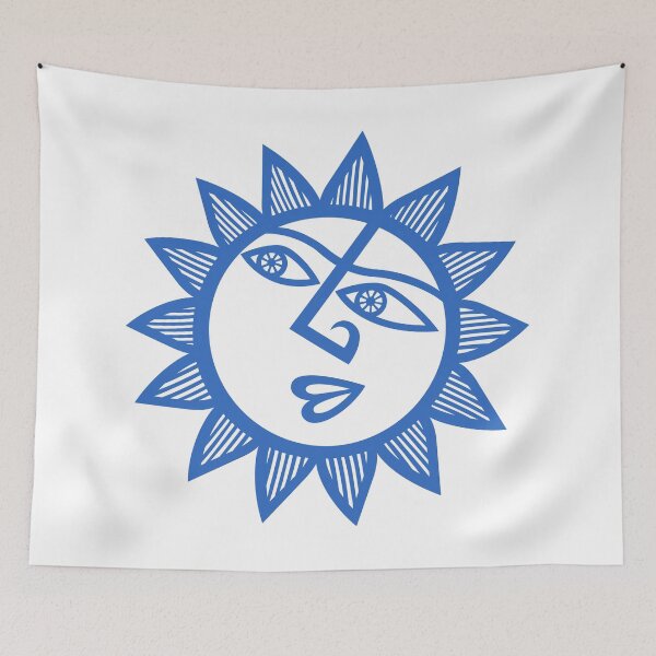 Item preview, Original Happy and Smirky Sun Looking Up Design (royal blue) designed and sold by wariana.