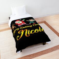 Nicole Name - Dabbing Santa Claus Elf Reindeer Snowman - Merry Dabbing Christmas Nicole Comforter