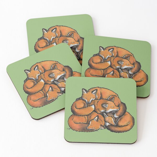 Item preview, Sleeping Pile of Red Foxes designed and sold by animalartbyjess.