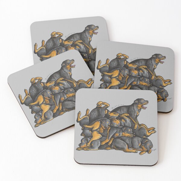 Item preview, Sleeping pile of Rottweiler dogs designed and sold by animalartbyjess.