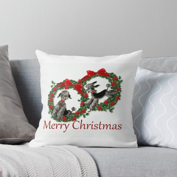 Item preview, Poodles and Christmas Wreath designed and sold by roseofgold.