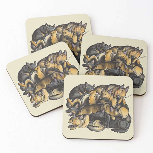 Item preview, Sleeping Pile of German Shepherd Dogs designed and sold by animalartbyjess.